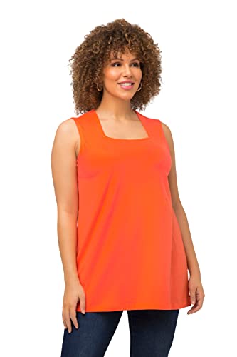 Ulla Popken Damen große Größen Übergrößen Plus Size Top, A-Linie, Carree-Ausschnitt, ärmellos Mandarine 46+ 807294650-46+ von Ulla Popken