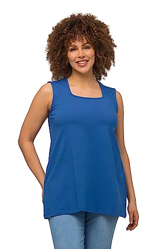 Ulla Popken Damen große Größen Übergrößen Plus Size Top, A-Linie, Carree-Ausschnitt, ärmellos grau blau 50+ 807294744-50+ von Ulla Popken