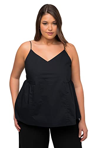 Ulla Popken Damen große Größen Übergrößen Plus Size Top, A-Linie, Spaghettiträger, V-Ausschnitt, ärmellos schwarz 46+ 816936100-46+ von Ulla Popken