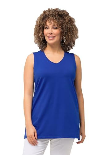 Ulla Popken Damen große Größen Übergrößen Plus Size Top, A-Linie, V-Ausschnitt, ärmellos Kobaltblau 42+ 807291760-42+ von Ulla Popken