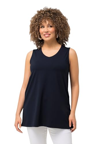 Ulla Popken Damen große Größen Übergrößen Plus Size Top, A-Linie, V-Ausschnitt, ärmellos Marine 58+ 807291133-58+ von Ulla Popken