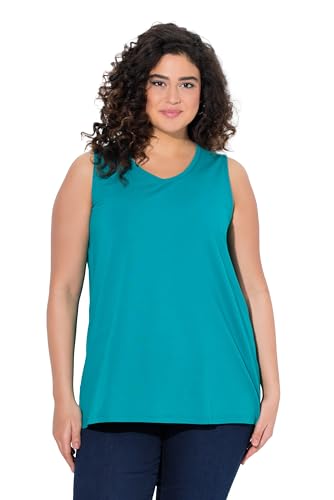 Ulla Popken Damen große Größen Übergrößen Plus Size Top, A-Linie, V-Ausschnitt, ärmellos Petrol 46+ 807291769-46+ von Ulla Popken