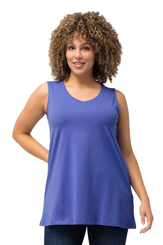 Ulla Popken Damen große Größen Übergrößen Plus Size Top, A-Linie, V-Ausschnitt, ärmellos blau lila 50+ 807291720-50+ von Ulla Popken