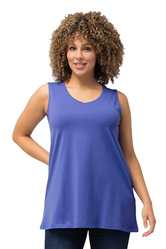 Ulla Popken Damen große Größen Übergrößen Plus Size Top, A-Linie, V-Ausschnitt, ärmellos blau lila 54+ 807291720-54+ von Ulla Popken
