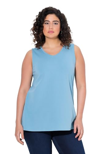 Ulla Popken Damen große Größen Übergrößen Plus Size Top, A-Linie, V-Ausschnitt, ärmellos helles Petrol 58+ 807291714-58+ von Ulla Popken