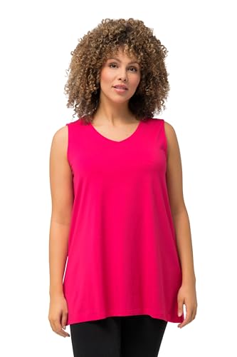 Ulla Popken Damen große Größen Übergrößen Plus Size Top, A-Linie, V-Ausschnitt, ärmellos magentapink 62+ 807291528-62+ von Ulla Popken