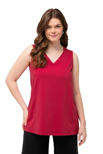 Ulla Popken Damen große Größen Übergrößen Plus Size Top, A-Linie, V-Ausschnitt, ärmellos rot 50+ 807291535-50+ von Ulla Popken