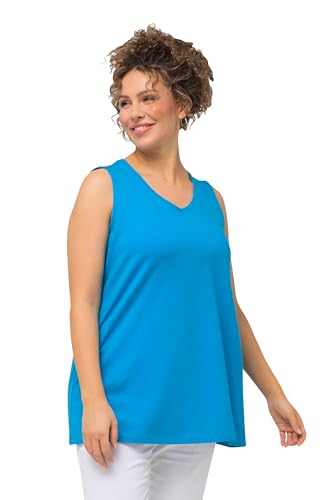 Ulla Popken Damen große Größen Übergrößen Plus Size Top, A-Linie, V-Ausschnitt, ärmellos saphirblau 62+ 807291750-62+ von Ulla Popken