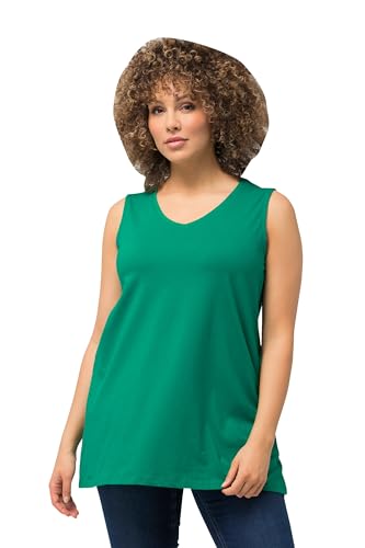 Ulla Popken Damen große Größen Übergrößen Plus Size Top, A-Linie, V-Ausschnitt, ärmellos smaragd 46+ 807291458-46+ von Ulla Popken