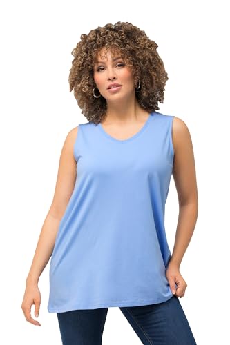 Ulla Popken Damen große Größen Übergrößen Plus Size Top, A-Linie, V-Ausschnitt, ärmellos wolkenblau 58+ 807291718-58+ von Ulla Popken
