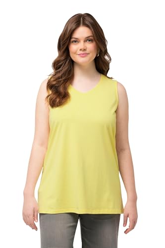 Ulla Popken Damen große Größen Übergrößen Plus Size Top, A-Linie, V-Ausschnitt, ärmellos zitronengelb 54+ 807291605-54+ von Ulla Popken