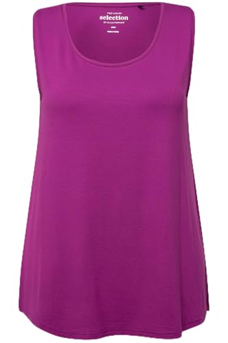 Ulla Popken Damen große Größen Übergrößen Plus Size Top, Rundhals, Classic, Stretch, breite Träger, ärmellos Beere 42+ 666765822-42+ von Ulla Popken