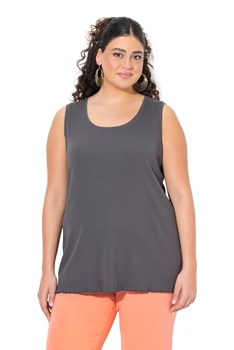 Ulla Popken Damen große Größen Übergrößen Plus Size Top, Rippjersey, Slim, Rundhals, ärmellos Graphitgrau 58+ 840032100-58+ von Ulla Popken