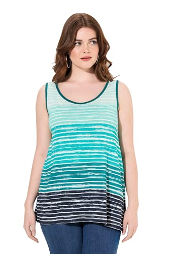 Ulla Popken Damen große Größen Übergrößen Plus Size Top, Streifen-Verlauf, A-Linie, Rundhals, ärmellos Marine 54+ 828017130-54+ von Ulla Popken