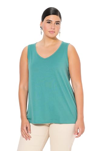 Ulla Popken Damen große Größen Übergrößen Plus Size Top, V-Ausschnitt, Classic, ärmellos grün 58+ 724584432-58+ von Ulla Popken