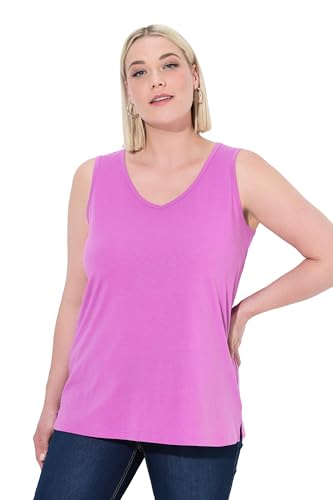 Ulla Popken Damen große Größen Übergrößen Plus Size Top, V-Ausschnitt, Classic, ärmellos kühles pink 46+ 724584807-46+ von Ulla Popken