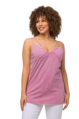 Ulla Popken Damen große Größen Übergrößen Plus Size Top, V-Ausschnitt, doppelte Spaghettiträger, ärmellos Mauve 46+ 816996308-46+ von Ulla Popken