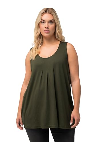 Ulla Popken Damen große Größen Übergrößen Plus Size Top, Zierfalten, A-Linie, Rundhals, ärmellos, Modal Fuchsia pink 46+ 796470815-46+ von Ulla Popken