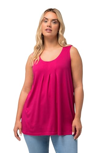 Ulla Popken Damen große Größen Übergrößen Plus Size Top, Zierfalten, A-Linie, Rundhals, ärmellos, Modal Fuchsia pink 46+ 796470815-46+ von Ulla Popken