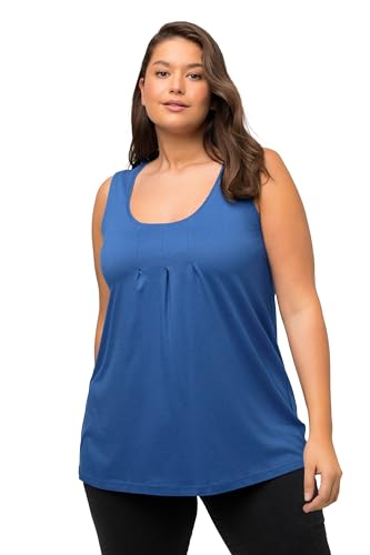 Ulla Popken Damen Übergrößen Plus Size Top, Zierfalten, A-Linie, Rundhals, ärmellos, Modal grau blau, 796470, 46-48 von Ulla Popken