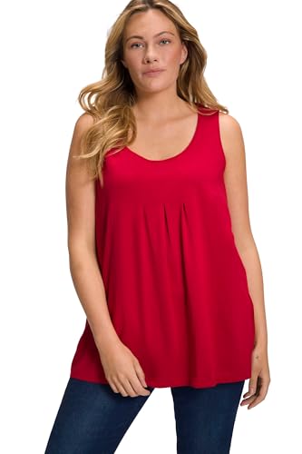 Ulla Popken Damen Top, Zierfalten, A-Linie, Rundhals, ärmellos, Modal T-Shirts, Mohn, 42-44 von Ulla Popken