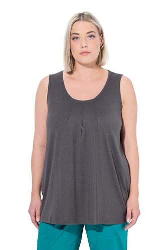 Ulla Popken Damen große Größen Übergrößen Plus Size Top, Zierfalten, A-Linie, Rundhals, ärmellos, Modal von Ulla Popken