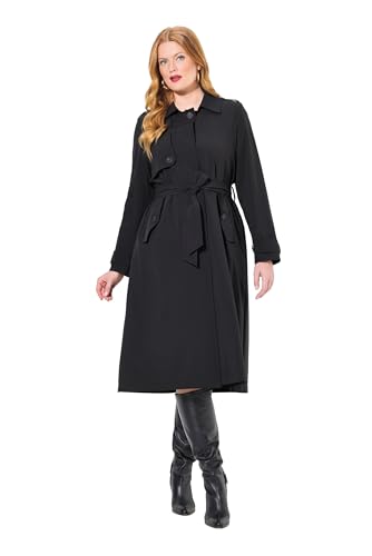 Ulla Popken Damen große Größen Übergrößen Plus Size Trenchcoat, A-Linie, Hemdkragen, Gürtel, Satinfutter schwarz 58+ 834990100-58+ Ulla Popken Damen große Größen Übergrößen Plus Size Trenchcoat, A-Linie, Hemdkragen, Gürtel, Satinfutter schwarz 58+ 834990100-58+ von Ulla Popken
