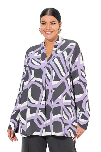 Ulla Popken Damen große Größen Übergrößen Plus Size Tunika, A-Linie, Stehkragen, V-Ausschnitt, Langarm Asphalt 54+ 835089100-54+ von Ulla Popken