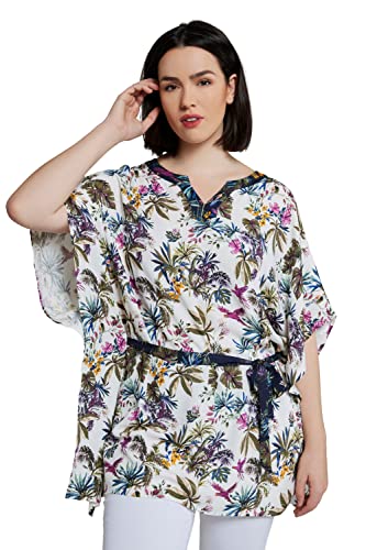 Ulla Popken Damen große Größen Übergrößen Plus Size Tunika, Blätter, Tunika-Ausschnitt, Flügel-Halbarm schneeweiß I 804184200-I von Ulla Popken