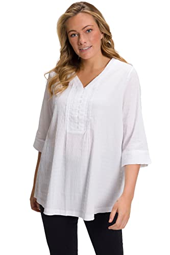 Ulla Popken Damen große Größen Übergrößen Plus Size Tunika, Bubble Qualität, 3/4-Ärmel schneeweiß 62+ 797450200-62+ von Ulla Popken