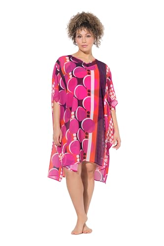 Ulla Popken Damen große Größen Übergrößen Plus Size Tunika, Chiffon, Punkte, Oversized, V-Ausschnitt, Halbarm hibiskuspink 58-64 836864510-3+ von Ulla Popken