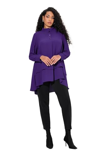 Ulla Popken Damen große Größen Übergrößen Plus Size Tunika, Lagenoptik, A-Linie, Stehkragen, Langarm von Ulla Popken