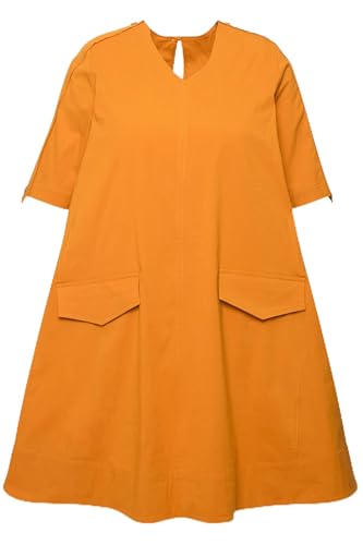 Ulla Popken Damen große Größen Übergrößen Plus Size Tunika, V-Ausschnitt, Taschen, Halbarm, Biobaumwolle Caramel 50+ 830078680-50+ von Ulla Popken