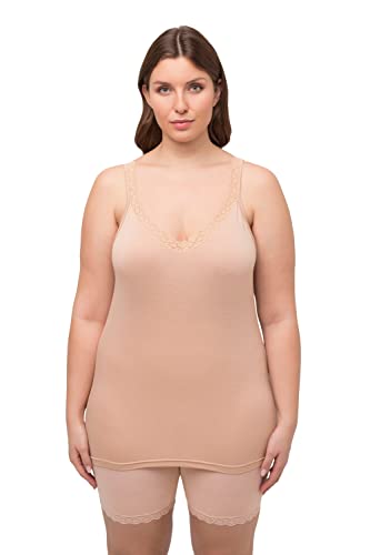 Ulla Popken Damen große Größen Übergrößen Plus Size Unterhemd, Spitze, Bambus, hautfreundlich Champagner 62+ 806093661-62+ von Ulla Popken