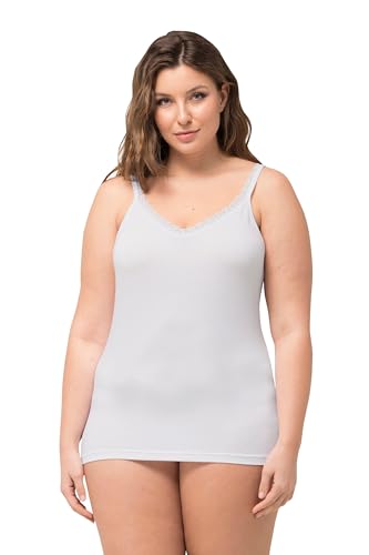 Ulla Popken Damen große Größen Übergrößen Plus Size Unterhemd, Spitze, Bambus, hautfreundlich schneeweiß 54+ 806093200-54+ von Ulla Popken
