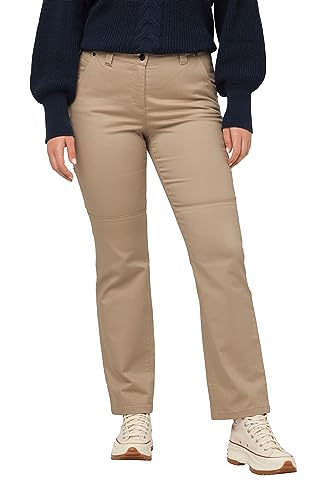 Ulla Popken Damen große Größen Übergrößen Plus Size Utility-Jeans Mandy, weites, gerades Bein, Cargotasche beige 26 819787300-26 von Ulla Popken