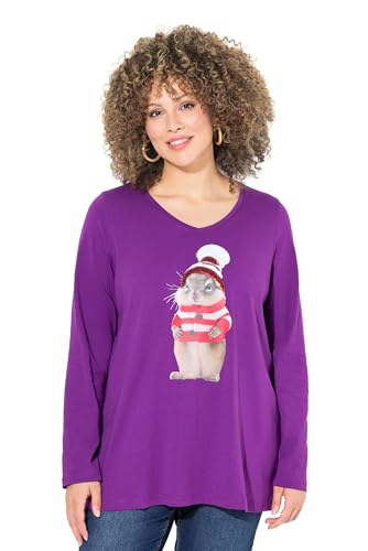 Ulla Popken Damen große Größen Übergrößen Plus Size Weihnachtsshirt, Eichhörnchen, V-Ausschnitt, Langarm von Ulla Popken