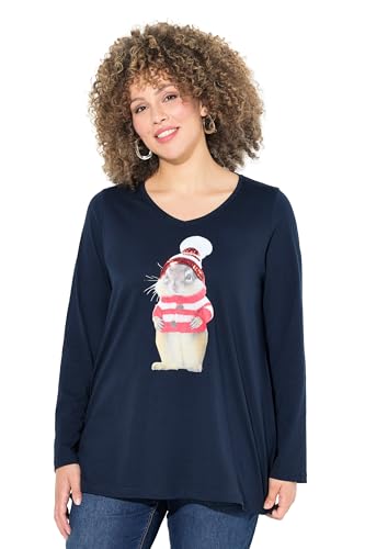 Ulla Popken Damen große Größen Übergrößen Plus Size Weihnachtsshirt, Eichhörnchen, V-Ausschnitt, Langarm von Ulla Popken