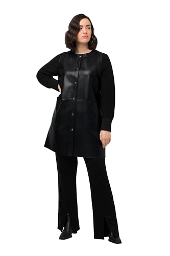 Ulla Popken Damen große Größen Übergrößen Plus Size Wendeweste, Nappa-/Verlourslederoptik, Rundhals, ärmellos schwarz 46+ 814350130-46+ von Ulla Popken
