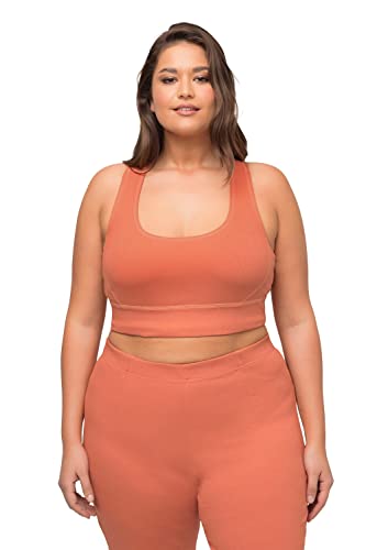 Ulla Popken Damen große Größen Übergrößen Plus Size Yoga-Bustier, Carree-Ausschnitt, Biobaumwolle Koralle 50+ 818029669-50+ von Ulla Popken