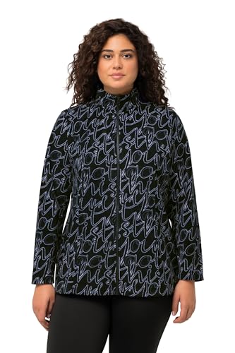 Ulla Popken Damen große Größen Übergrößen Plus Size Zip-In-Fleecejacke, Schriftmuster, Stehkragen, recycelt marine 50+ 823686130-50+ von Ulla Popken