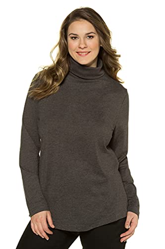 Ulla Popken Damen Basic-shirtrolli Rollkragenpullover, Anthrazit Melange, 54-56 EU von Ulla Popken