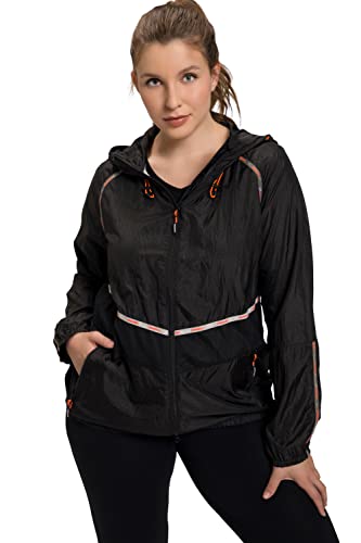 Ulla Popken Damen leichte Funktionsjacke, Tapes, wasserabweisend Jacken, schwarz, 42-44 von Ulla Popken