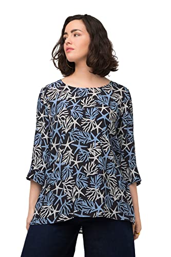 Ulla Popken Damen mit Druck Blusen, Dunkles Marine, 50-52 EU von Ulla Popken