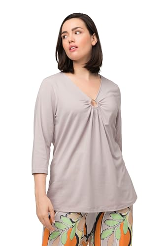 Ulla Popken Damen mit Öse T Shirts, Graubeige, 46-48 EU von Ulla Popken