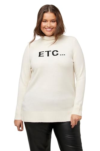Ulla Popken Damen mit Schriftzug Pullover, Cremé, 54-56 EU von Ulla Popken