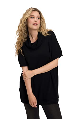 Ulla Popken Damen with Rollneck and Short Raglan-Sleeves Pullover, schwarz, 54-56 von Ulla Popken