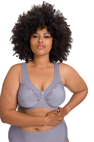 Ulla Popken Damenmode 658495 Curvy Kelly Nadelstreifen-Stütz-BH in Übergröße, Grau, 120F von Ulla Popken