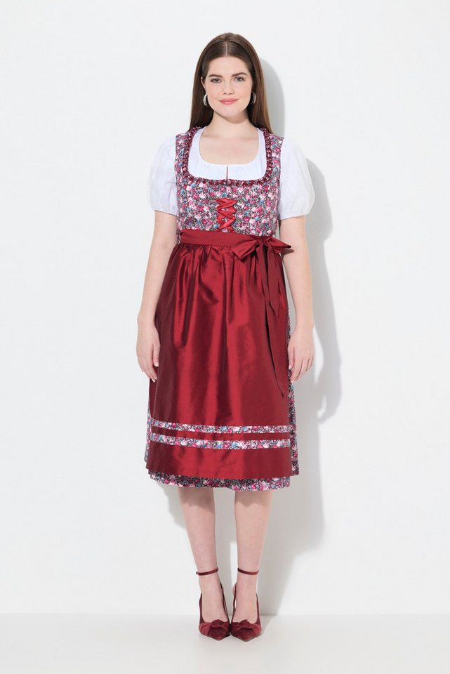 Ulla Popken Dirndl Midi-Dirndl Schnürung Carré-Ausschnitt ärmellos von Ulla Popken