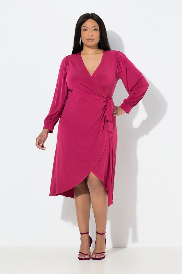 Ulla Popken Etuikleid Midi-Wickelkleid Bindegürtel V-Ausschnitt von Ulla Popken